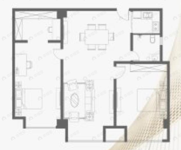 旺金商务广场2室2厅1卫户型图
