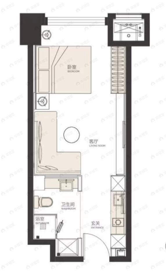 万科中山五号1室1厅1卫户型图
