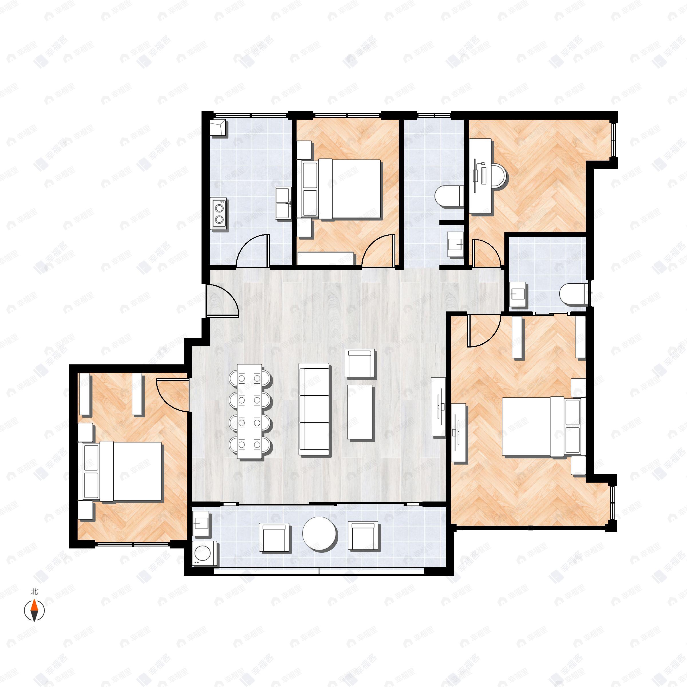 中御公馆4室2厅2卫户型图