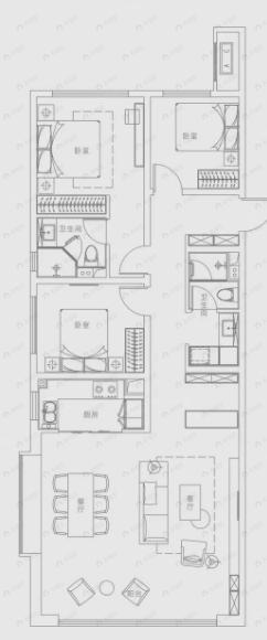地建嘉信风华臻园3室2厅2卫户型图