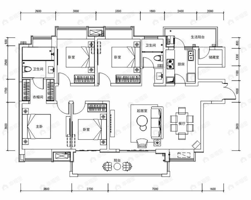 人居大同峰荟4室2厅2卫户型图