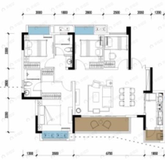 金科博翠山4室2厅2卫户型图
