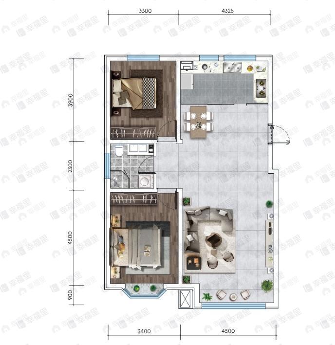 大境2室2厅1卫户型图
