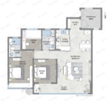 银丰玖玺城3室2厅2卫户型图