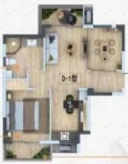 绿地无舍1室2厅1卫户型图