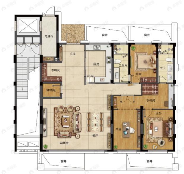 青建金尊府3室2厅2卫户型图