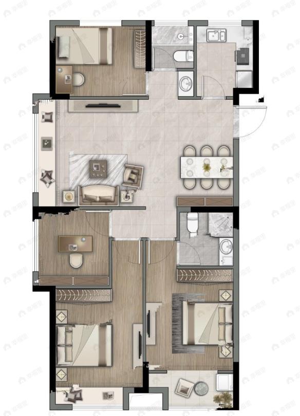 之江明月府4室2厅2卫户型图