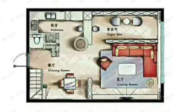 1室1厅1卫建面103平户型图