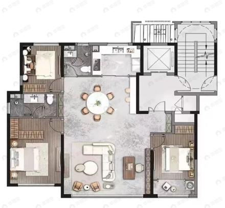 绿城西安和庐4室2厅2卫户型图