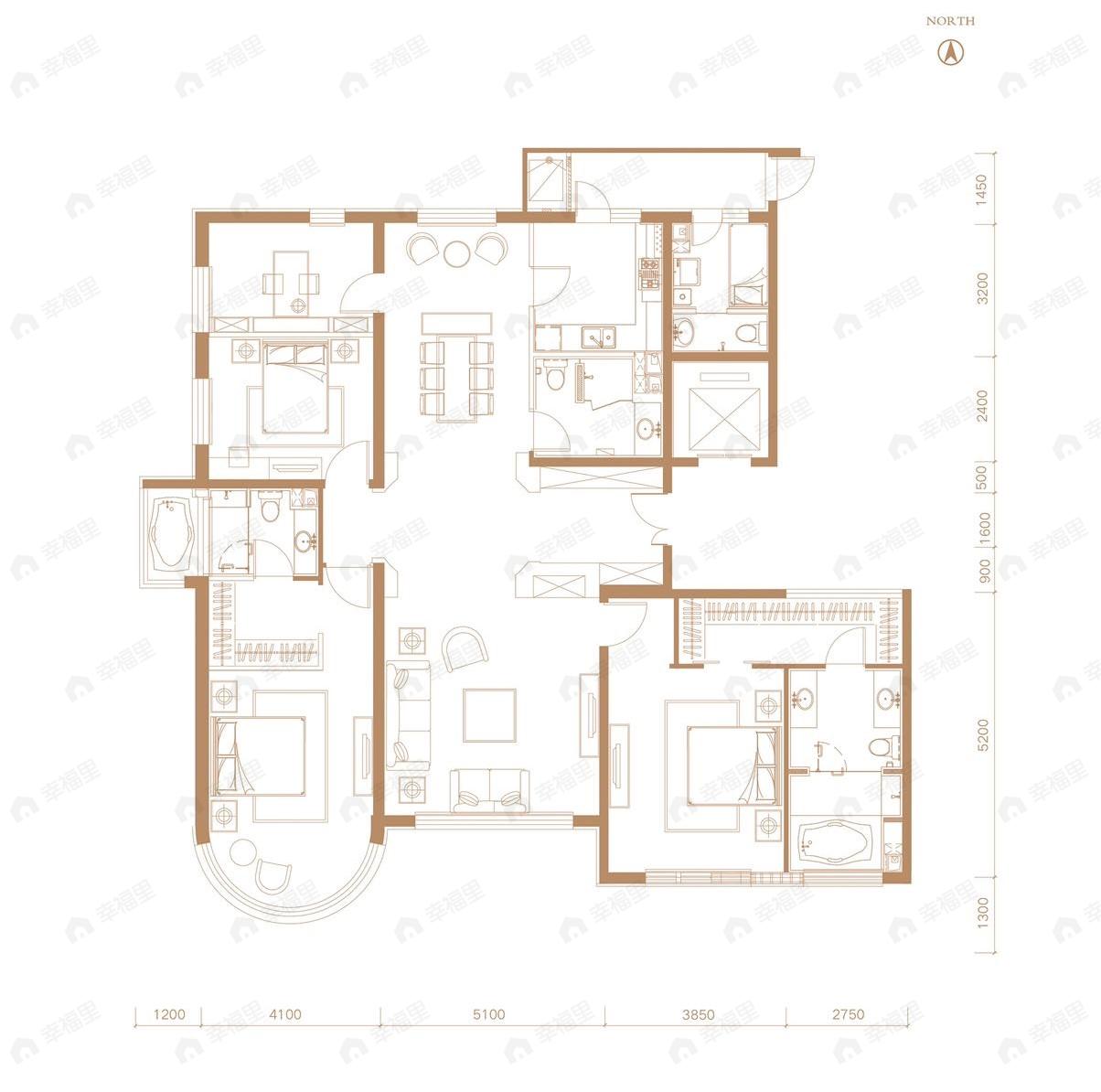 天润福熙大道4室2厅3卫户型图