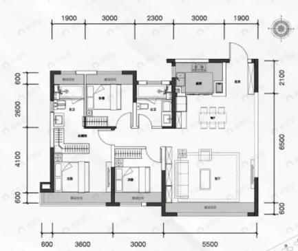 宝裕悦兰湾观萃3室2厅2卫户型图