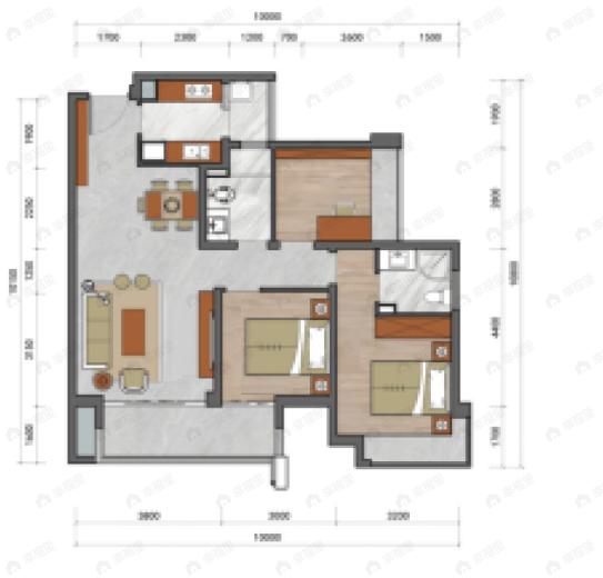 星岛星时区3室2厅2卫户型图