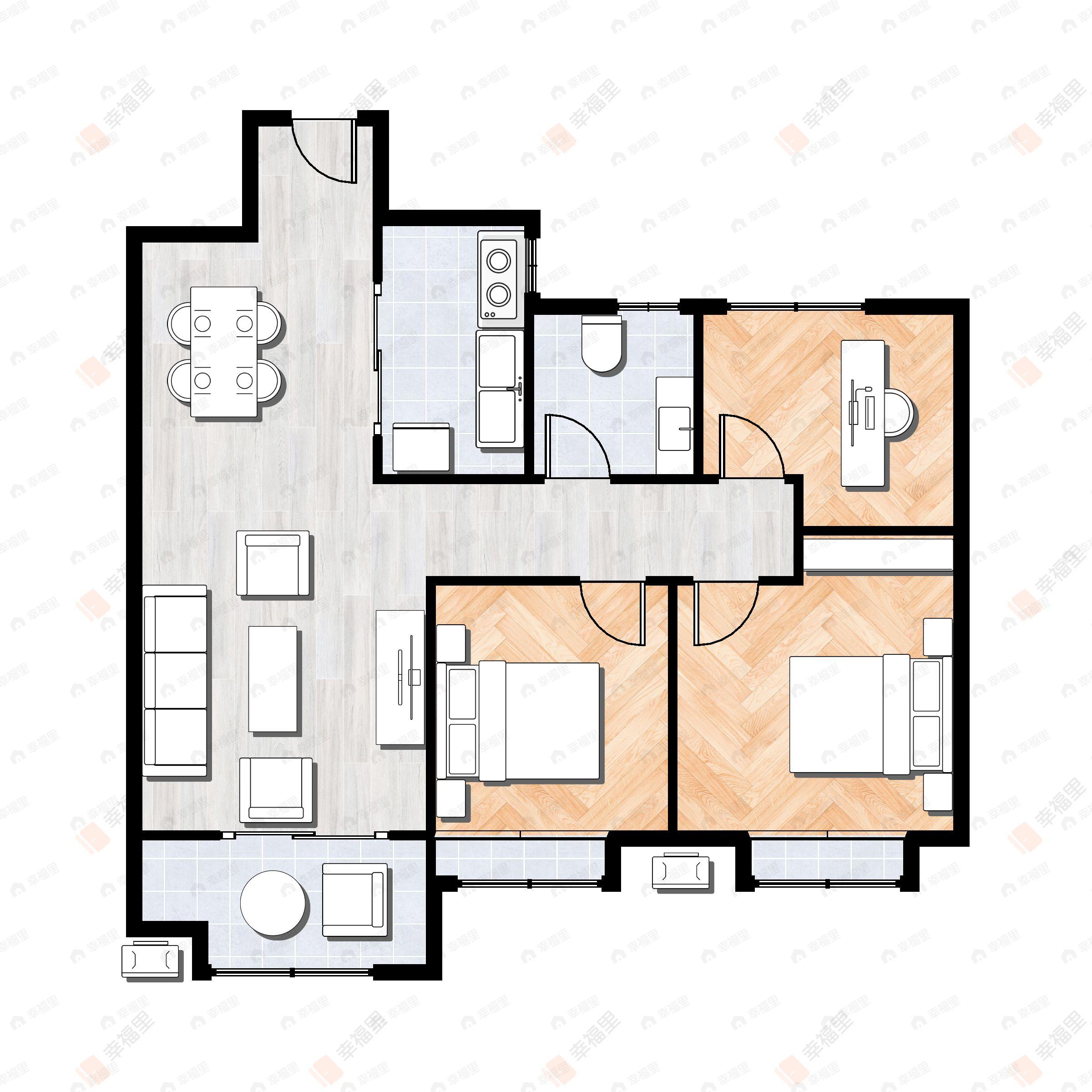 3室2厅1卫建面95平户型图
