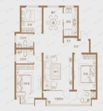 康大江山樾3室2厅2卫户型图