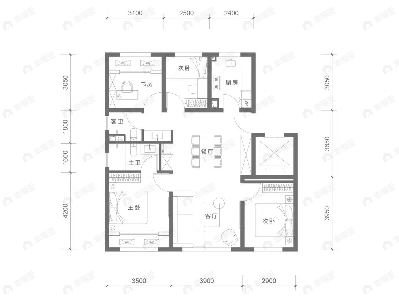 长安悦玺4室2厅2卫户型图