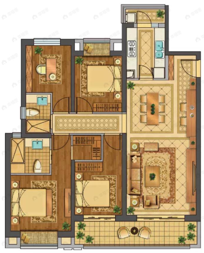 北大资源颐和18984室2厅2卫户型图