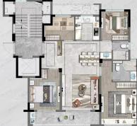 正荣鹤亭熙青府4室2厅2卫户型图