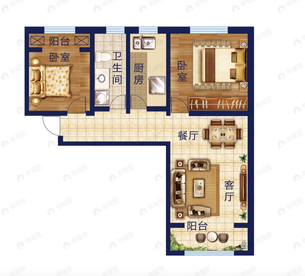 九洲城二期2室2厅1卫户型图