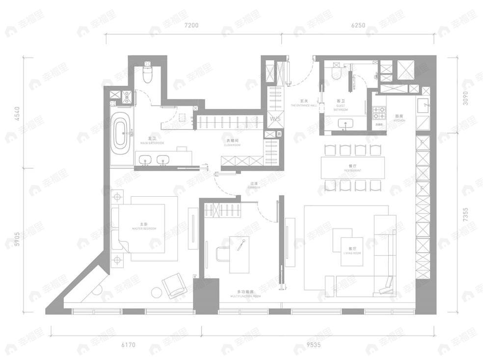 梵悦1081室1厅2卫户型图