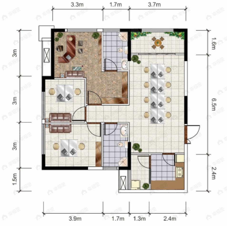 洲际健康城3室2厅2卫户型图