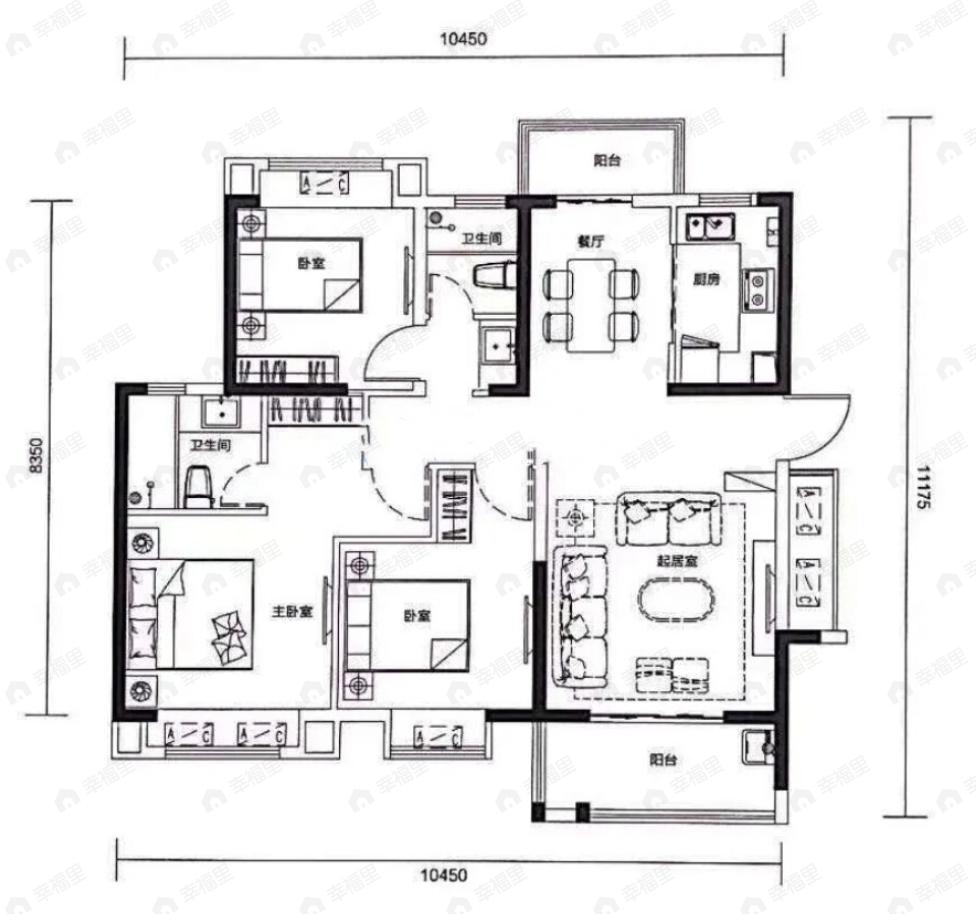 锦绣江城3室2厅2卫户型图