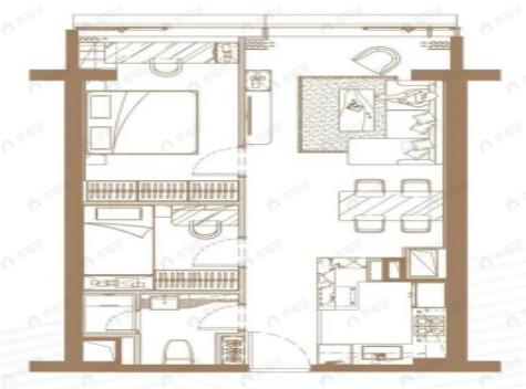 南沙建滔广场2室1厅1卫户型图