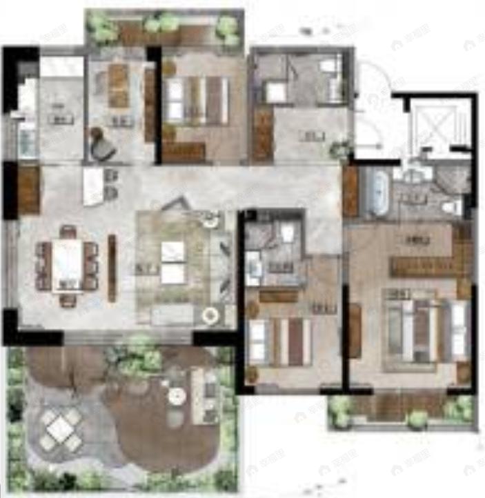 信联天地4室2厅3卫户型图