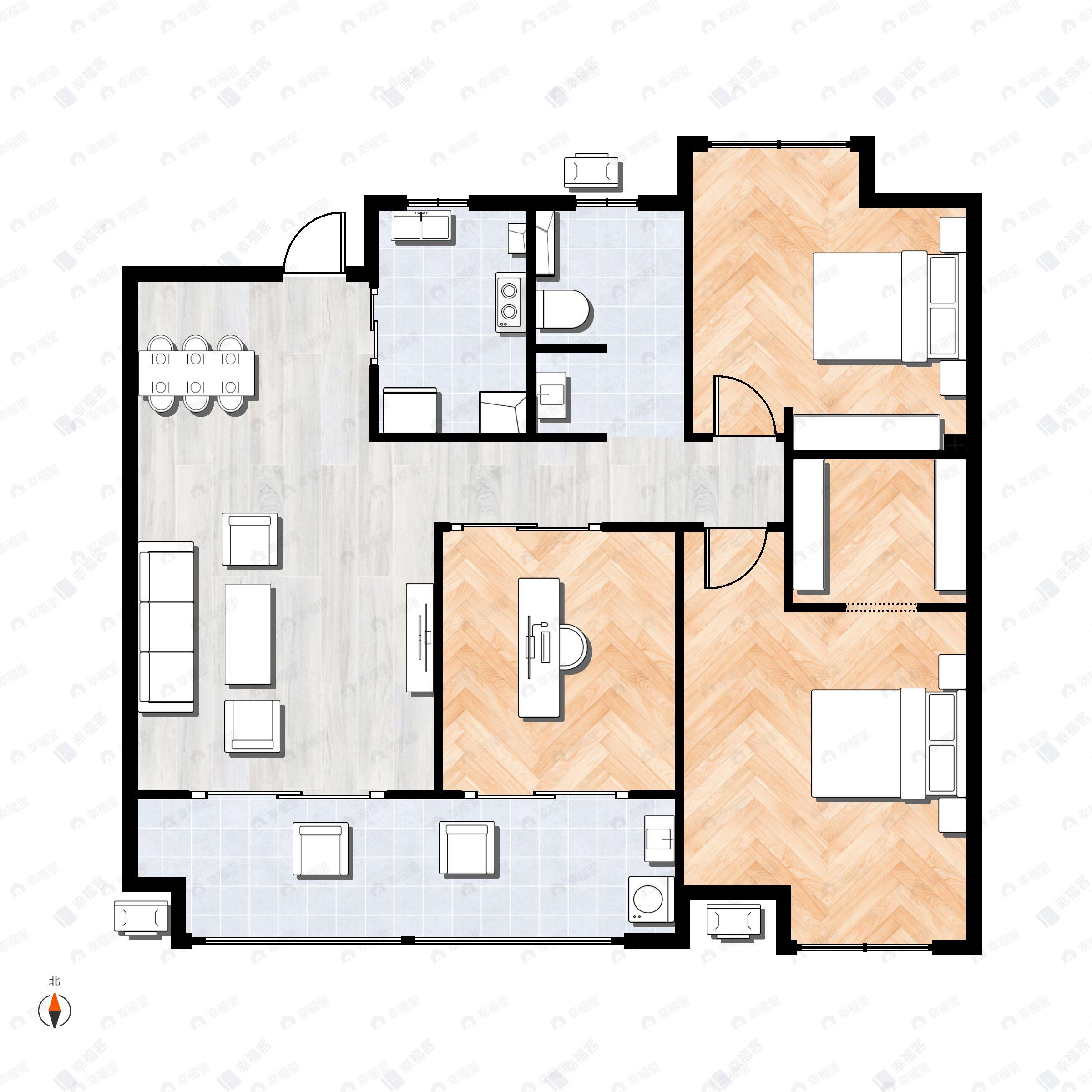 中御公馆3室2厅1卫户型图