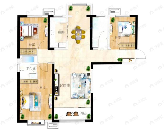 天昱凤凰城四期3室2厅2卫户型图