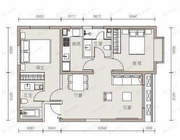 北京东湾3室2厅1卫户型图