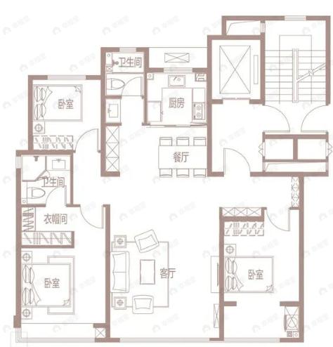 海信璞悦3室2厅2卫户型图