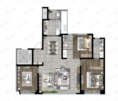 三迪灞河壹號3室2厅2卫户型图