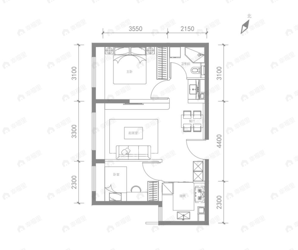 峯范北京2室2厅1卫户型图
