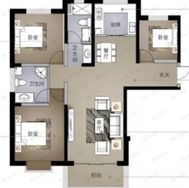 树人莱雅居3室2厅2卫户型图