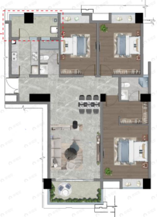 中环TOD十里风和3室2厅2卫户型图