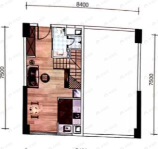 2室1厅1卫建面96m²北户型图