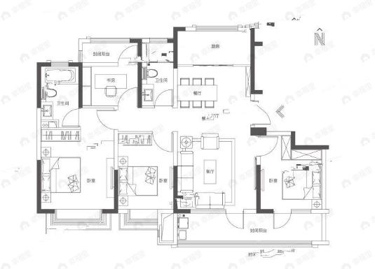海玥华府4室2厅2卫户型图