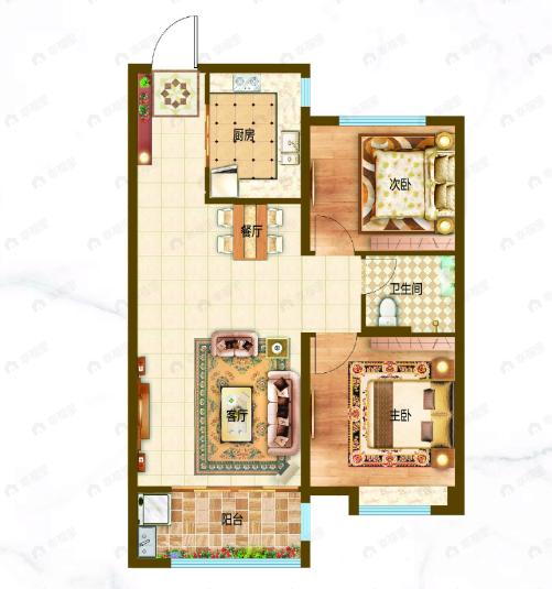 锦绣名门2室2厅1卫户型图