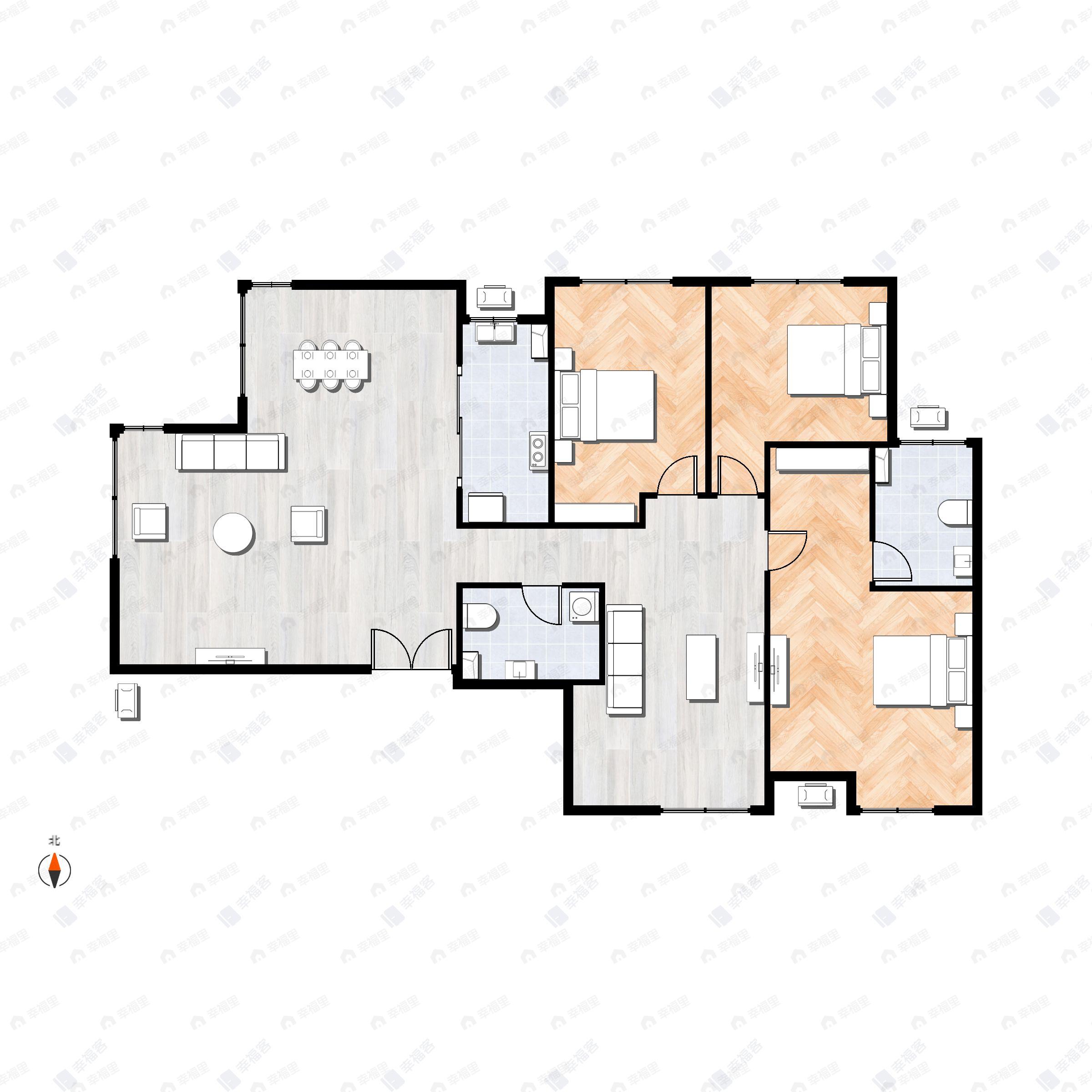 北科建水岸雁栖3室3厅2卫户型图