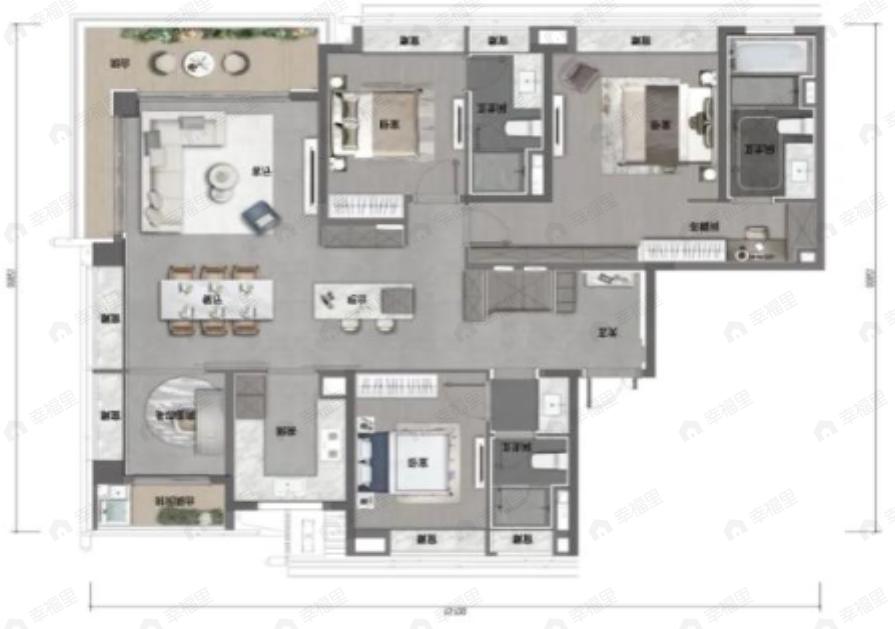 绿城武汉湖畔雲庐4室2厅3卫户型图