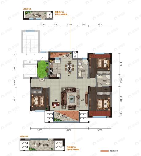 富禹盛京学府3室2厅2卫户型图