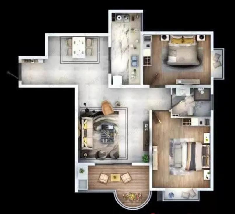 云溪东境2室2厅1卫户型图