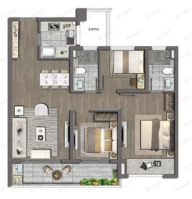 阳光城金科玖珑悦3室2厅2卫户型图