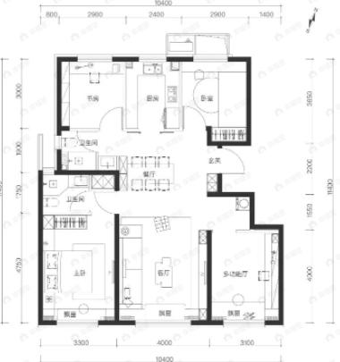 北京城建国誉燕园4室2厅2卫户型图