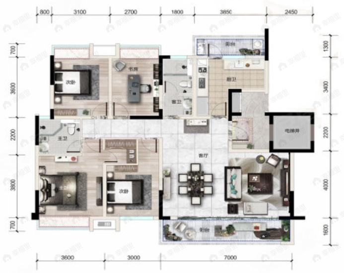 光明蓉府4室2厅2卫户型图