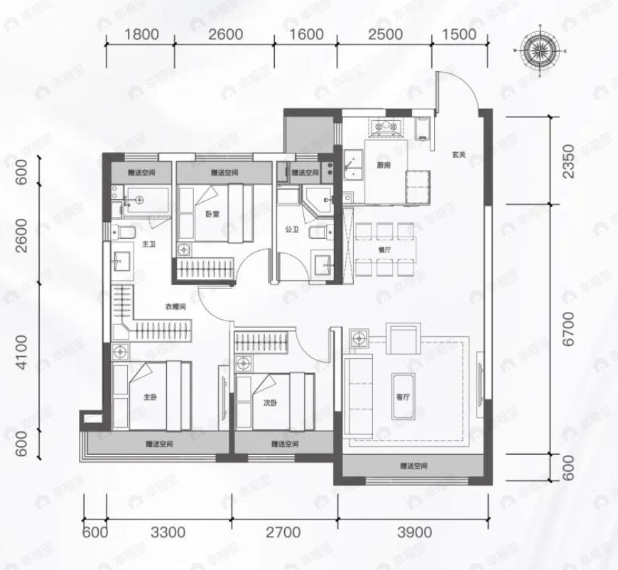 宝裕悦兰湾观萃3室2厅2卫户型图