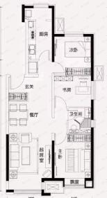 富力新城3室2厅1卫户型图