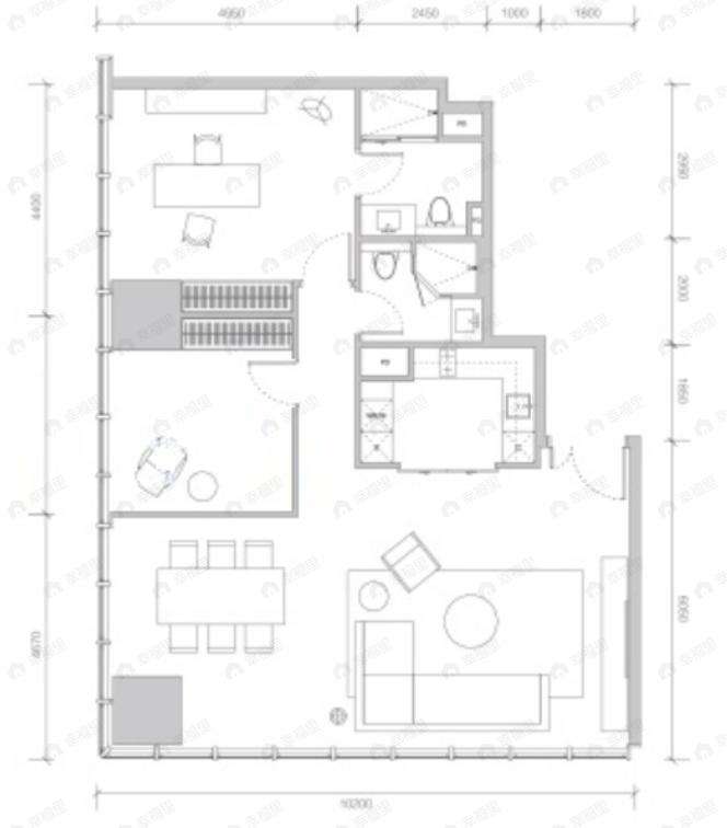 蔚蓝卡地亚中心CEO公馆2室2厅2卫户型图