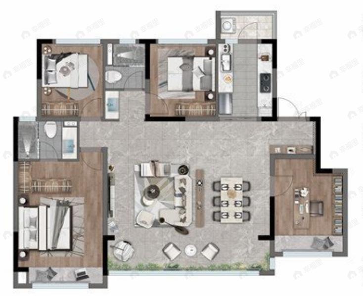 华建锦院4室2厅2卫户型图