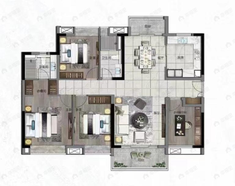 中国铁建海语熙岸4室2厅2卫户型图